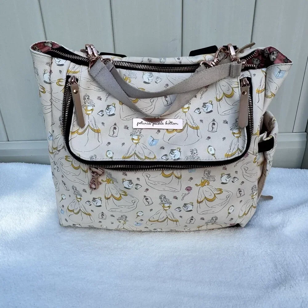 Petunia Pickle Bottom Disney Beauty and the Beast Boxy Backpack Diaper Bag w/pad